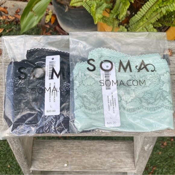 NWT New Sealed Soma Lot of Two (2) Vanishing Edge Thong Panties w/Lace Trim L - Picture 4 of 10